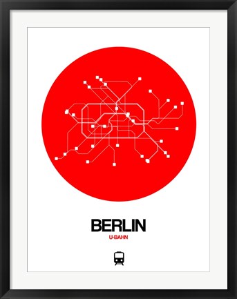 Framed Berlin Red Subway Map Print