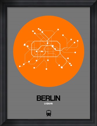 Framed Berlin Orange Subway Map Print