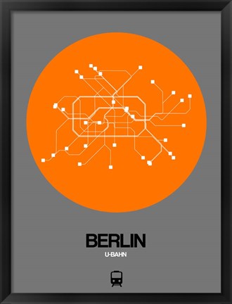 Framed Berlin Orange Subway Map Print