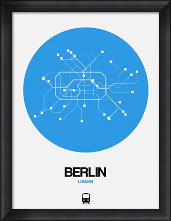Framed Berlin Blue Subway Map Print