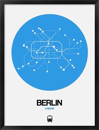 Framed Berlin Blue Subway Map Print