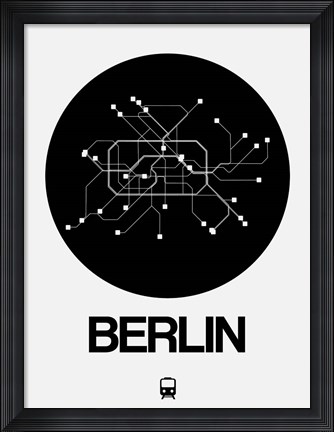 Framed Berlin Black Subway Map Print
