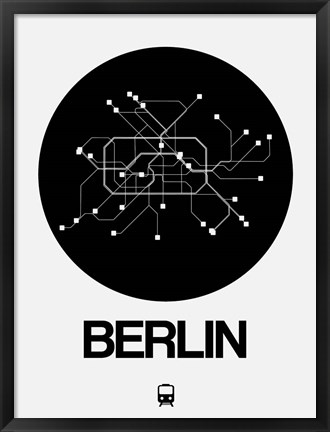 Framed Berlin Black Subway Map Print