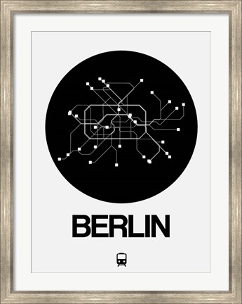 Framed Berlin Black Subway Map Print