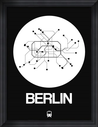 Framed Berlin White Subway Map Print