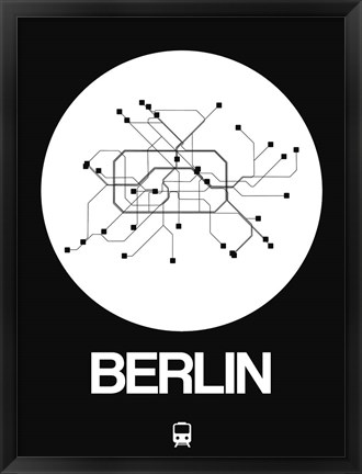 Framed Berlin White Subway Map Print