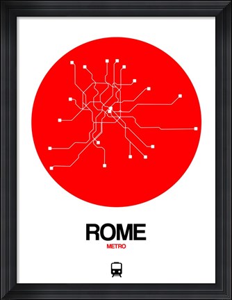 Framed Rome Red Subway Map Print