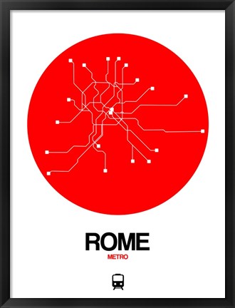 Framed Rome Red Subway Map Print