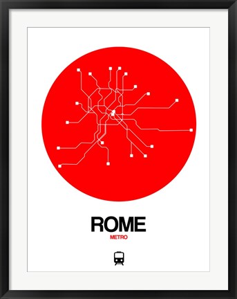 Framed Rome Red Subway Map Print