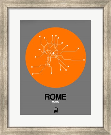 Framed Rome Orange Subway Map Print