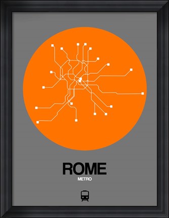Framed Rome Orange Subway Map Print