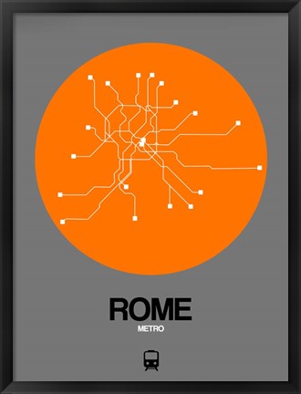 Framed Rome Orange Subway Map Print