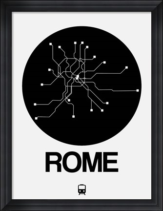 Framed Rome Black Subway Map Print