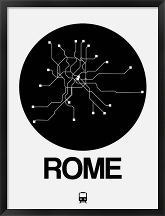 Framed Rome Black Subway Map Print