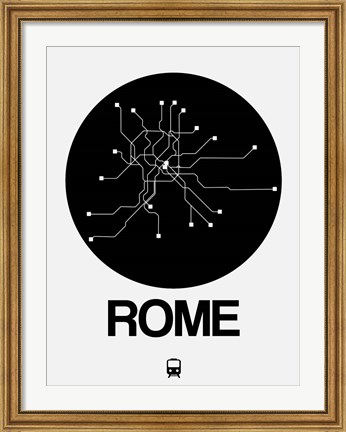 Framed Rome Black Subway Map Print