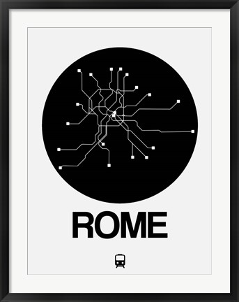 Framed Rome Black Subway Map Print