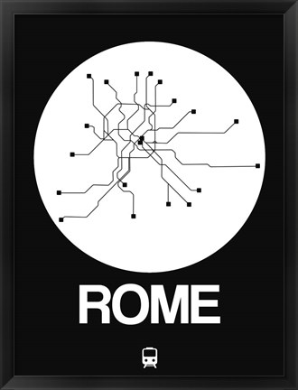 Framed Rome White Subway Map Print