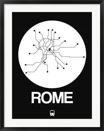 Framed Rome White Subway Map Print