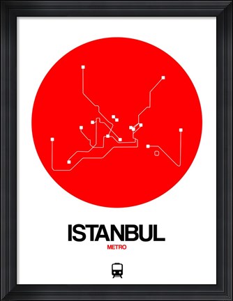 Framed Istanbul Red Subway Map Print