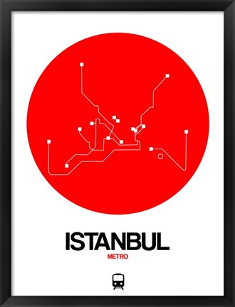 Framed Istanbul Red Subway Map Print