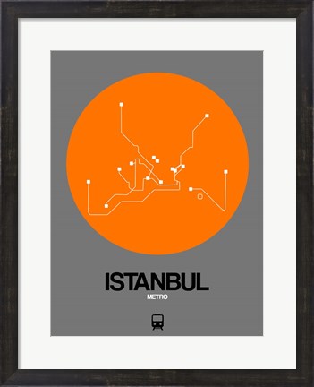 Framed Istanbul Orange Subway Map Print