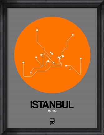Framed Istanbul Orange Subway Map Print