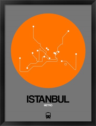 Framed Istanbul Orange Subway Map Print