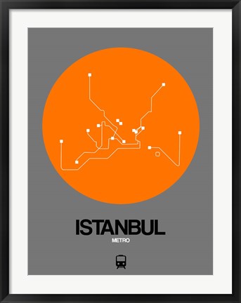 Framed Istanbul Orange Subway Map Print