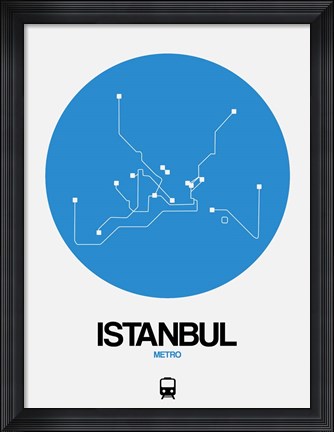 Framed Istanbul Blue Subway Map Print