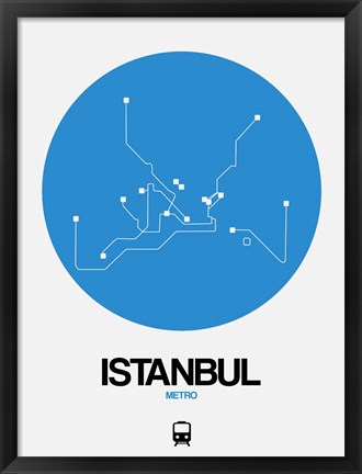 Framed Istanbul Blue Subway Map Print