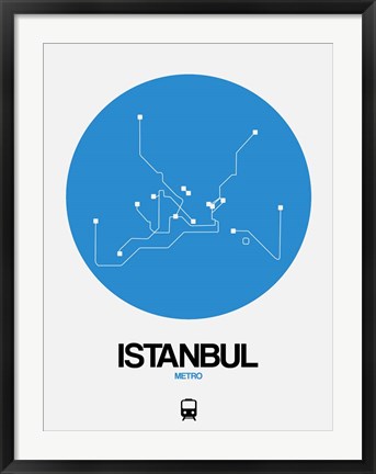 Framed Istanbul Blue Subway Map Print