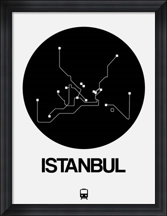 Framed Istanbul Black Subway Map Print