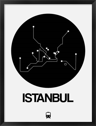 Framed Istanbul Black Subway Map Print