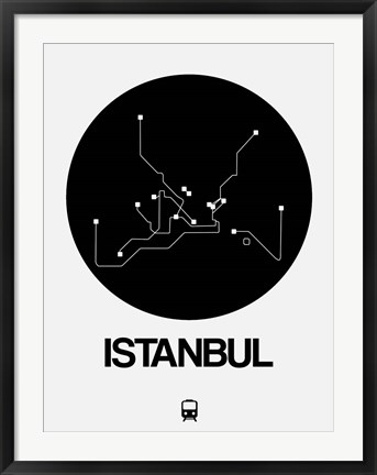 Framed Istanbul Black Subway Map Print