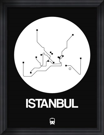 Framed Istanbul White Subway Map Print