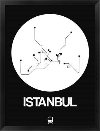 Framed Istanbul White Subway Map Print