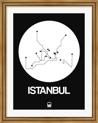 Framed Istanbul White Subway Map Print