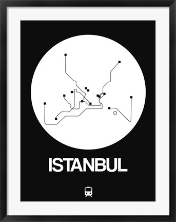 Framed Istanbul White Subway Map Print