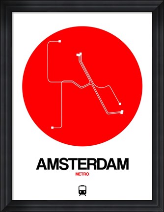 Framed Amsterdam White Subway Map Print