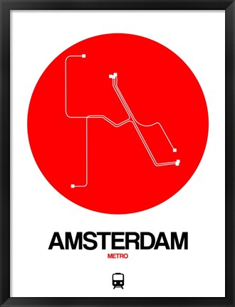 Framed Amsterdam White Subway Map Print