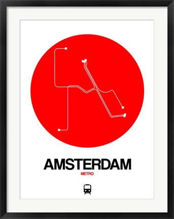 Framed Amsterdam White Subway Map Print