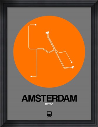Framed Amsterdam Orange Subway Map Print