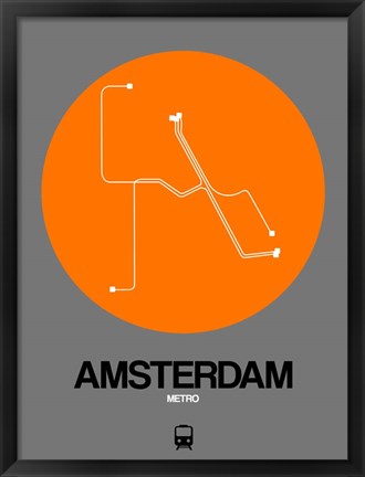 Framed Amsterdam Orange Subway Map Print