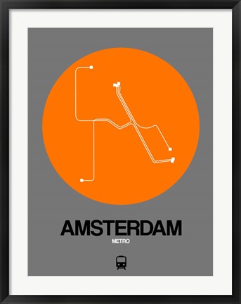 Framed Amsterdam Orange Subway Map Print