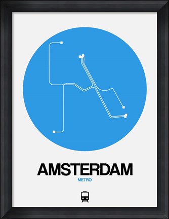 Framed Amsterdam Blue Subway Map Print