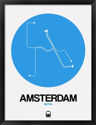 Framed Amsterdam Blue Subway Map Print
