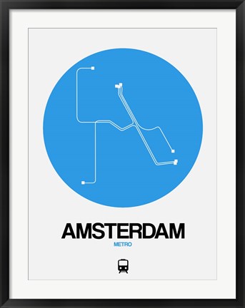 Framed Amsterdam Blue Subway Map Print