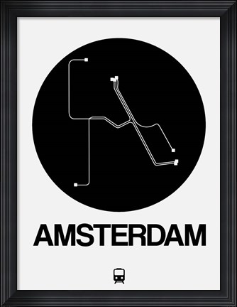 Framed Amsterdam Black Subway Map Print