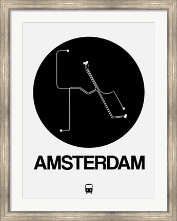 Framed Amsterdam Black Subway Map Print