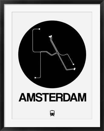 Framed Amsterdam Black Subway Map Print